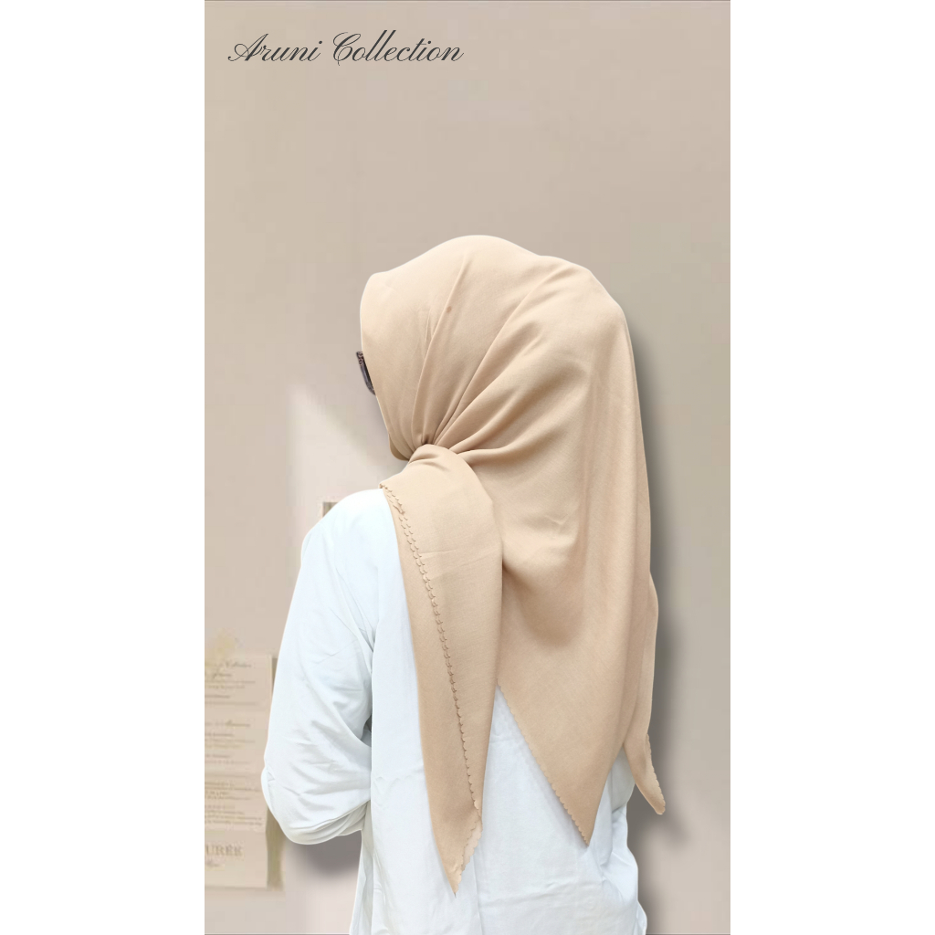 BEIGE - Hijab Polos Segi Empat Warna beige Lasercut Bahan Voal - Voal Ultrafine - Tryspan Ultrafine