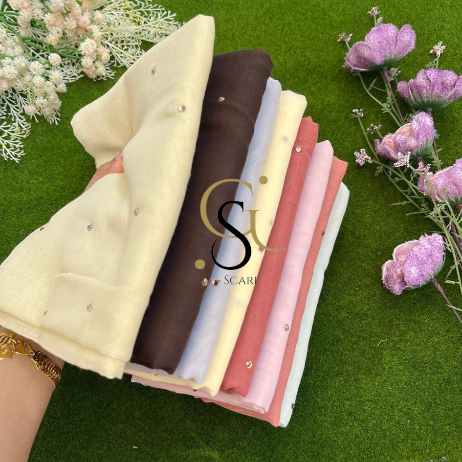 Hijab Segi Empat Paris Swarovski Rose Gold || Paris Payet Tabur Swarovski || Jilbab Paris Swarovski