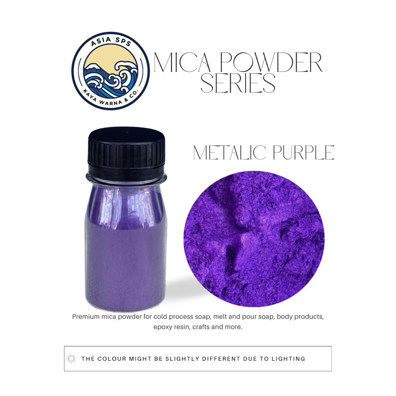 

Bubuk Mika Pigment PURPLE METALIC Powder Serbuk Dekorasi Otomotif Resin Sablon Slime (15g)