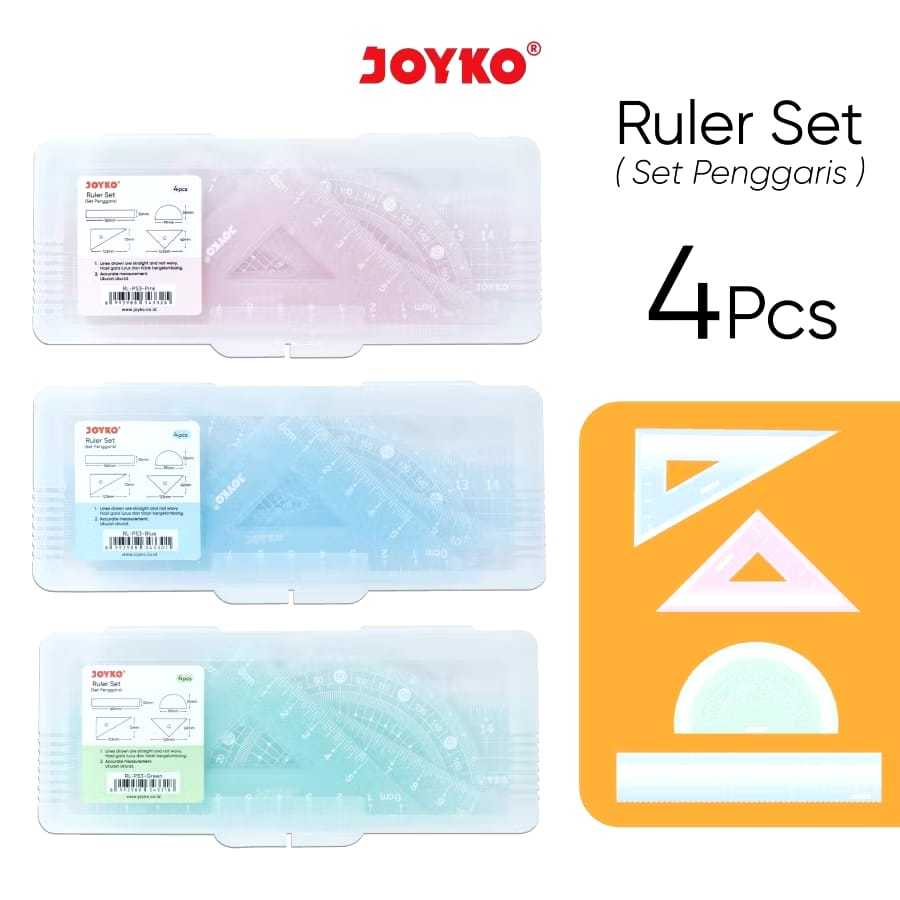 

V2_Ruler Set Joyko RL-PS3 / Garisan / Penggaris 1 Set isi 4 Pcs
