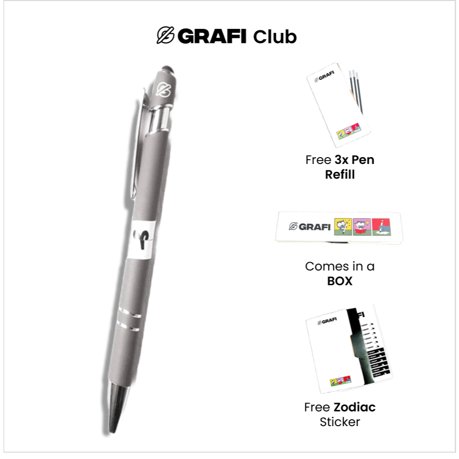 

Grafi Grey | Free Zodiac Sticker | Free 3x Pen Refills