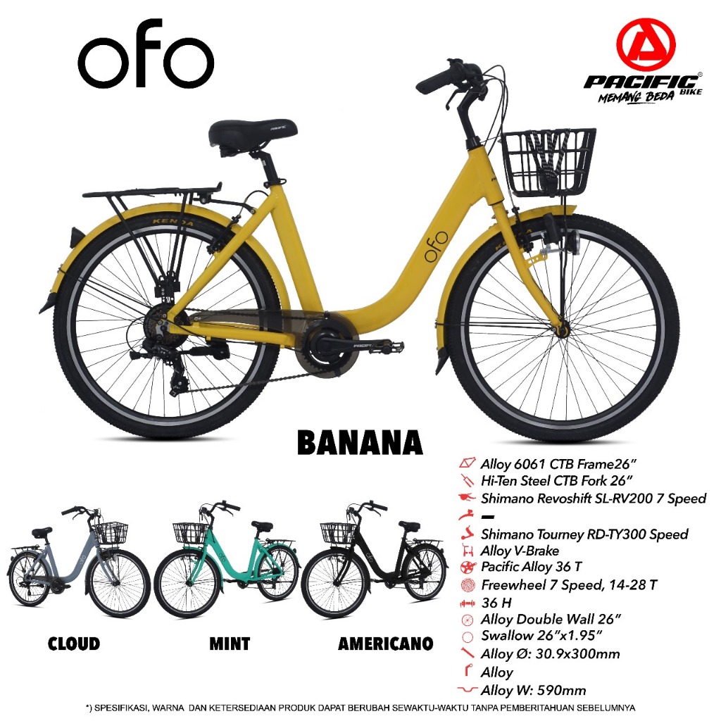 Terlaris Sepeda Mini Keranjang City Bike Ctb 26 Ofo Pacific