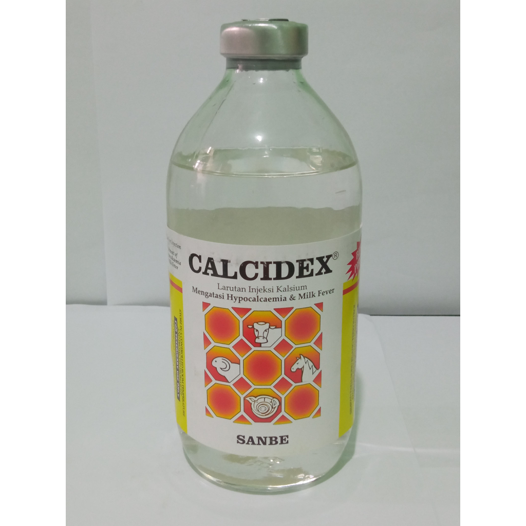 Calcidex Sanbe 500 ml - Larutan Injeksi Kalsium Hewan Ternak Sapi Kambing