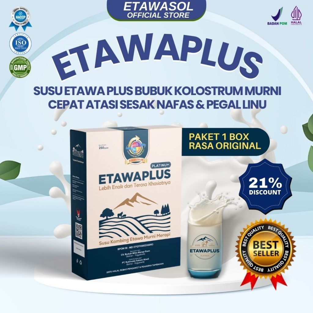 

Susu Kambing Etawaplus Platinum Rasa Original Untuk Sesak Nafas dan Nyeri Dada 250gr 1 Box
