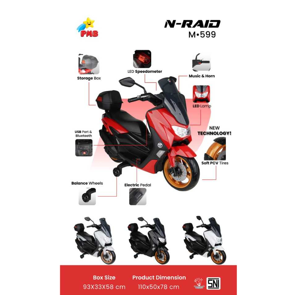 NEW MOTOR AKI PMB M599 N-RAID M-599 N RAID M 599 NEW Nmax N max BAN KARET EVA motor aki charger musi