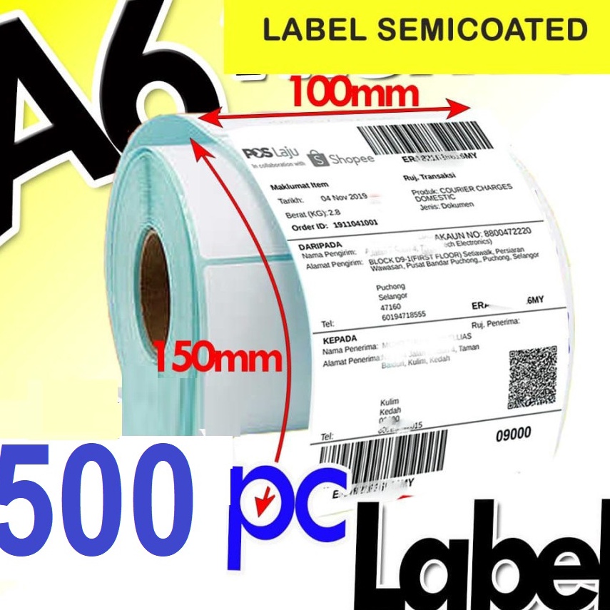 

KODE T27O SMARTCOM Label STICKER THERMAL BARCODE 1x15mm 1x15cm isi 5 PCS Size A6