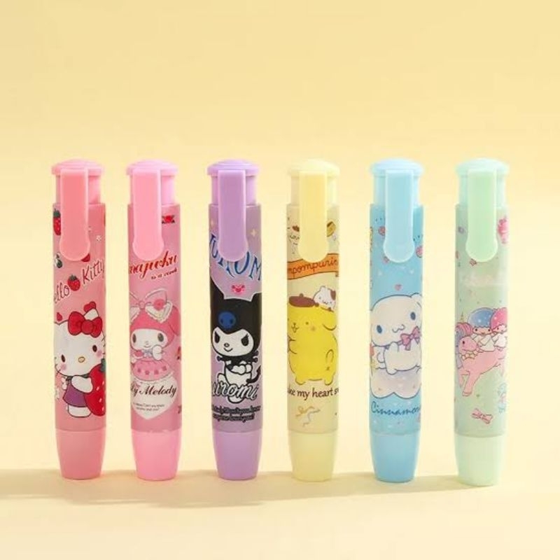 

Penghapus Pensil Mekanik Motif Karakter Lucu / Mechanical Eraser Sanrio / Penghapus Bentuk Lipstik Sanrio Kuromi