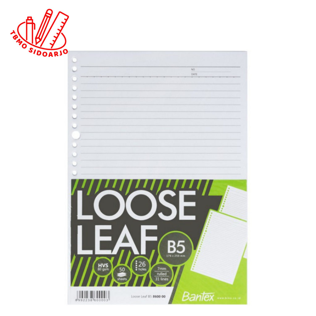 

TBMO Bantex Loose Leaf Paper B5 80 gsm 50 Sheets - 26 Holes 8600 00