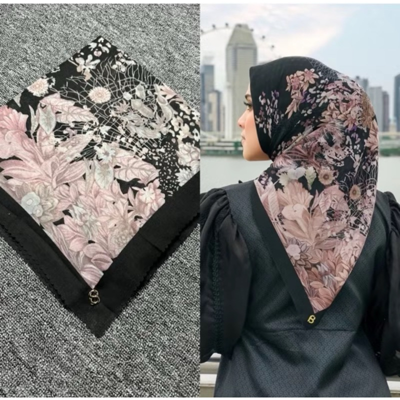 HIJAB SEGIEMPAT MOTIF BUTTONSCRAVES LOGO PIN B KW