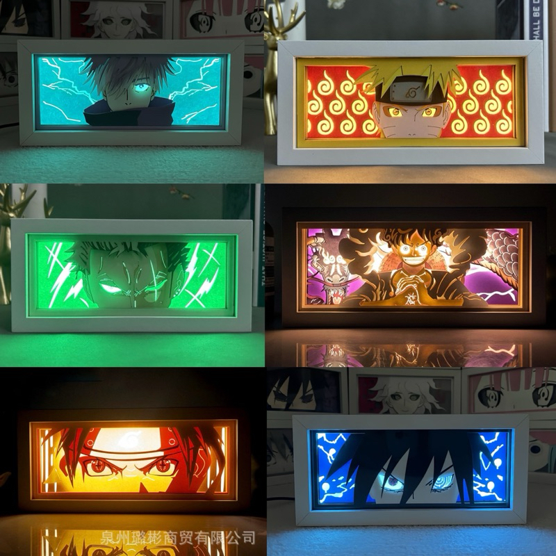 3D Anime Lightbox One Piece Naruto Jujutsu Kaisen : Luffy Zoro Gojo Sasuke Art lampu LED Decor Bakaw