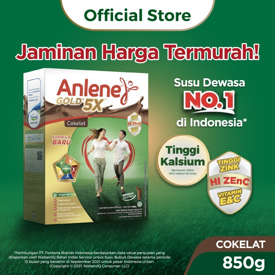

Anlene Gold 5X Susu Bubuk Dewasa Cokelat 850g - Tulang & Sendi