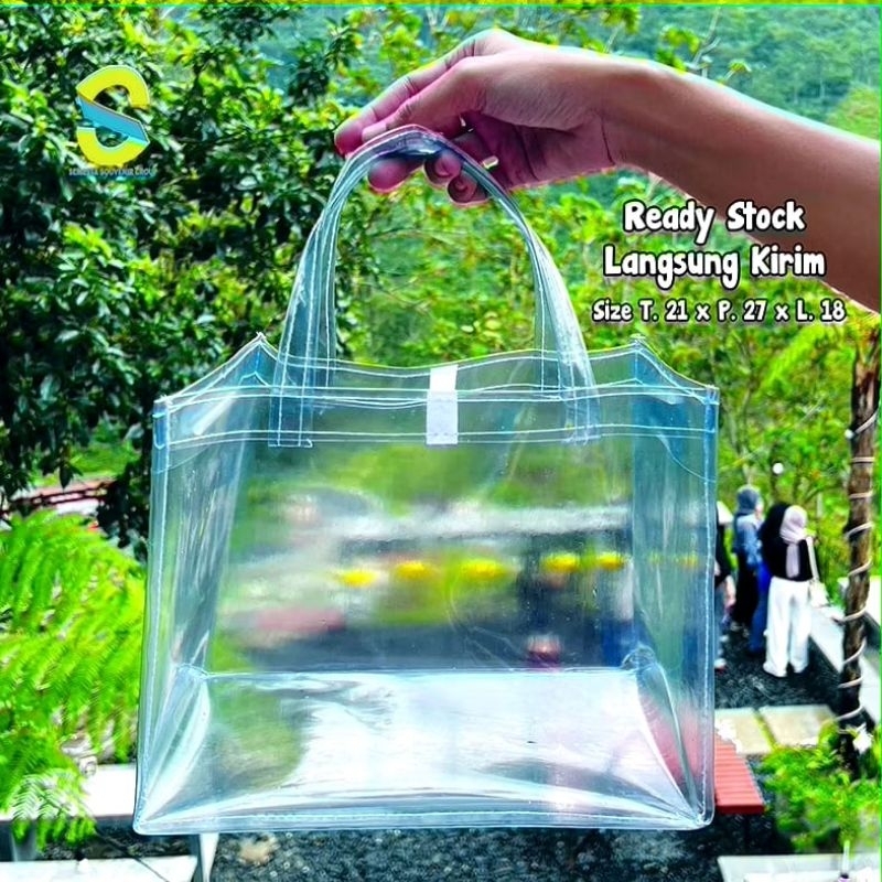 

tas tenteng mika transparan premium tebal 0.25mm tas hampers tas souvenir