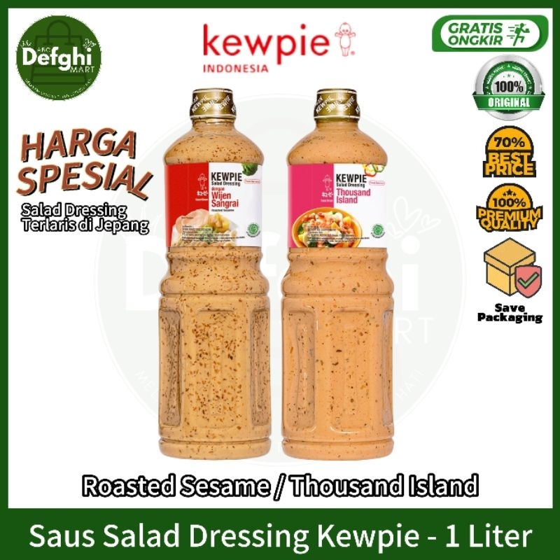 

Kewpie Salad Dressing Roasted Sesame or Thousand Island 1L - Saus Siram Salad Wijen Sangrai Cocok Untuk Diet 1 Liter - Defghi Mart