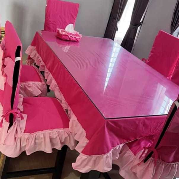 home set / set meja makan / sarung kursi makan / cover kursi makan / taplak meja makan