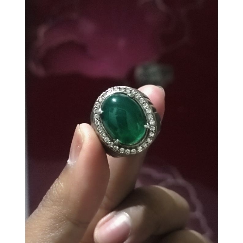 Cincin Batu Bacan Gulau Serat Kura Tali Hitam