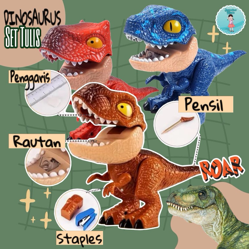 

Dinosaurus Stationery Set 5 In 1 Kado Perlengkapan Alat Tulis Dino 5In1 Stationary Set Ruler Eraser Stapler Cil N Sharer Hadiah Ultah Anak/Kado Anak/Hadiah Ulang tahun/Dinosaurus/Mainan Dinosaurus