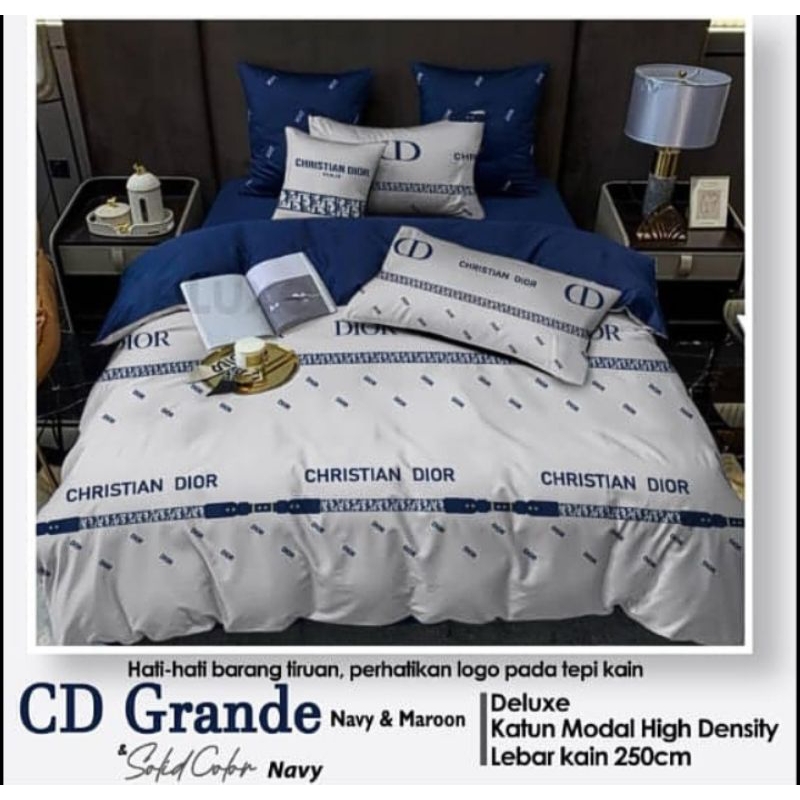 Sprei katun motif DIOR ukuran 90x200-200x200