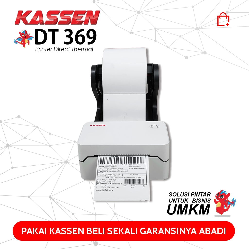 Printer Barcode Bluetooth 80mm Kassen DT-369 Label Thermal 80mm USB Bluetooth DT 369 Print Resi