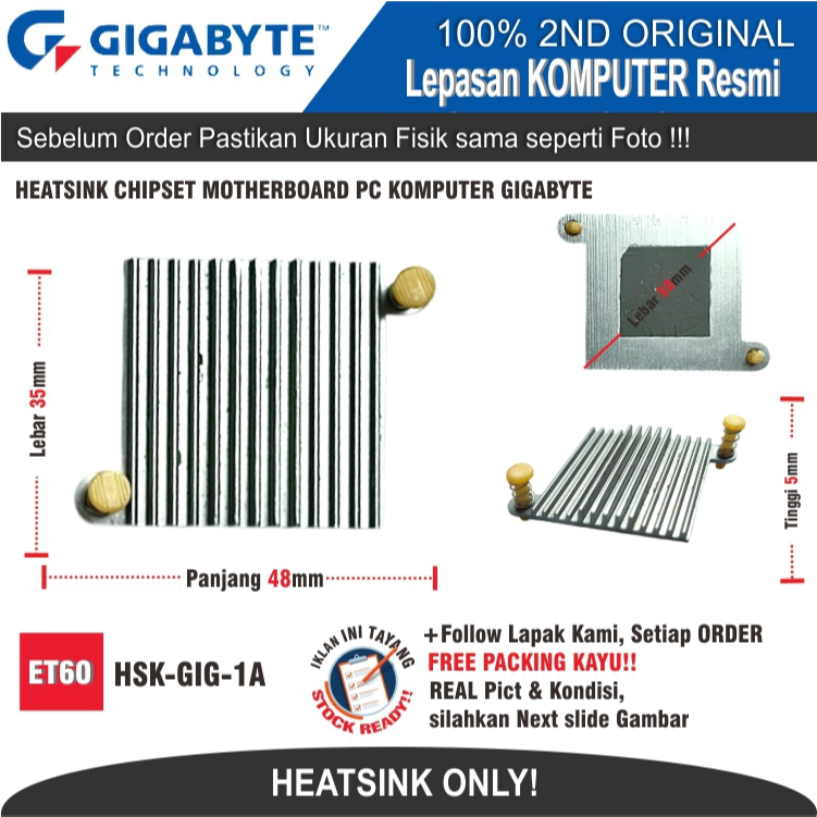 ET60 HSK-GIG-1  HEATSINK CHIPSET MOTHERBOARD PC KOMPUTER GIGABYTE GA-H61M-S2P-R3