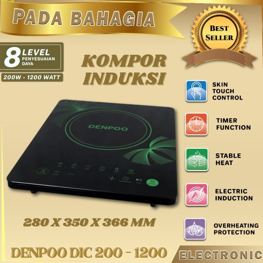 Kompor Induksi Listrik Layar Sentuh Low Watt  DENPOO DIC 200-1200 ( 200 - 1200 Watt )