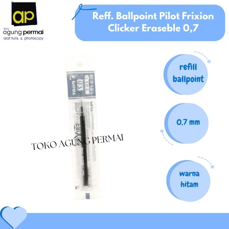 

Reff. Ballpoint Pilot Frixion Clicker Eraseble 0.7 Black