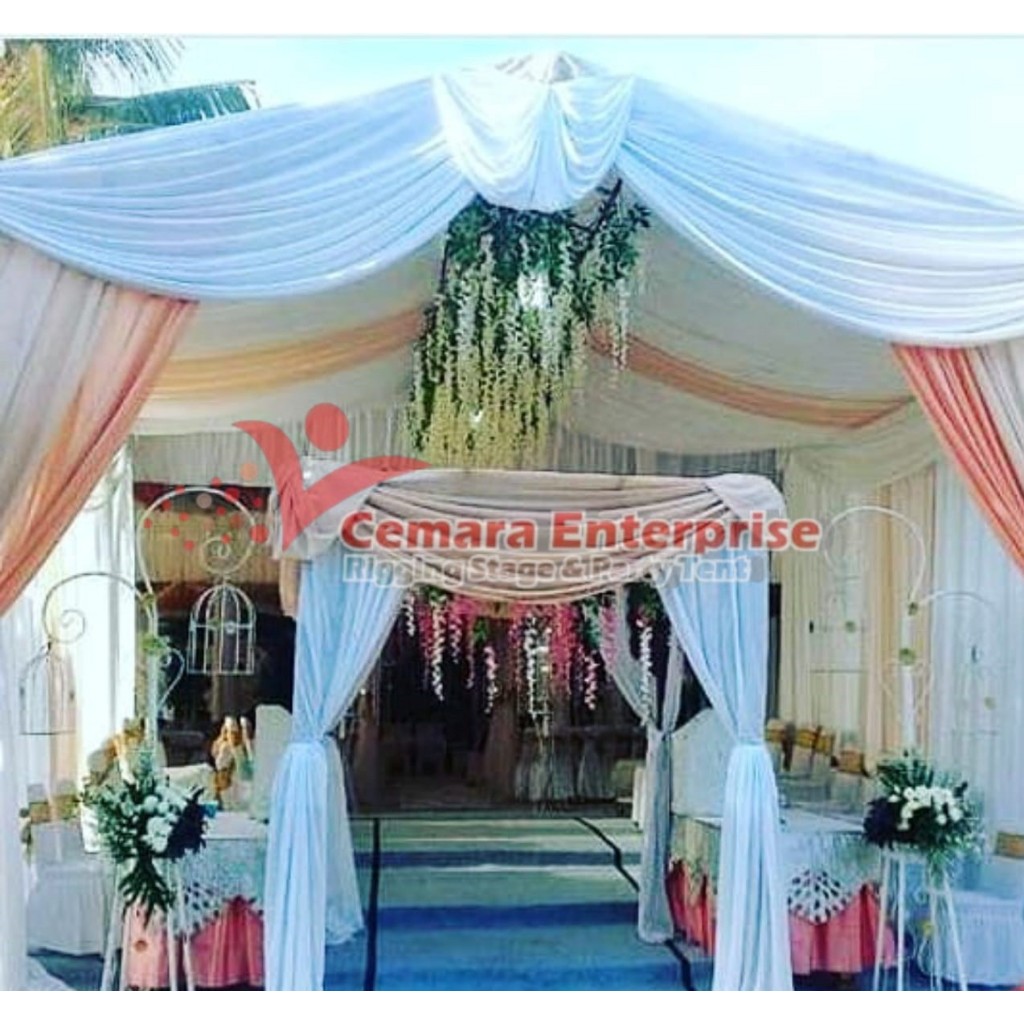 TENDA DEKORASI / TENDA HAJAT / TENDA PESTA UKURAN 4M X 8M PAKET LENGKAP