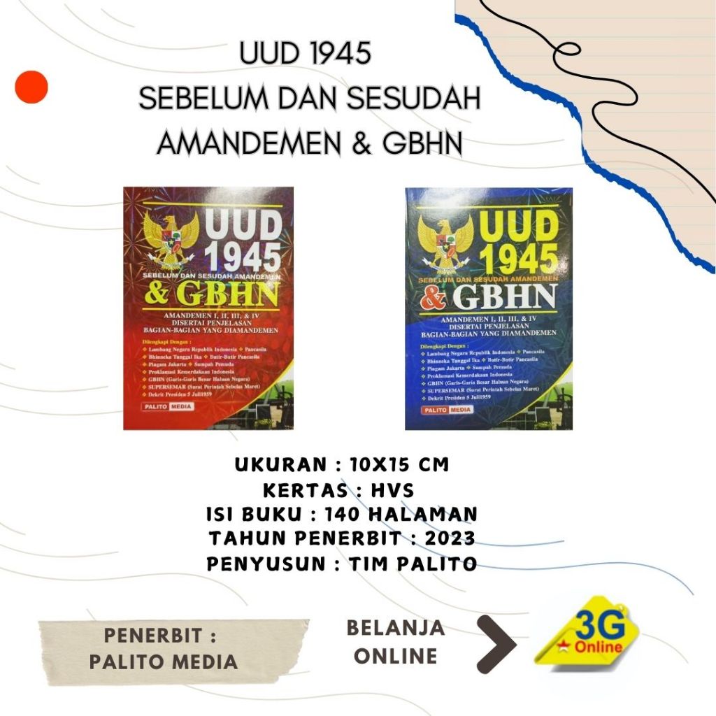 UUD 1945  & GBHN KECIL (10x15) - Palito Media