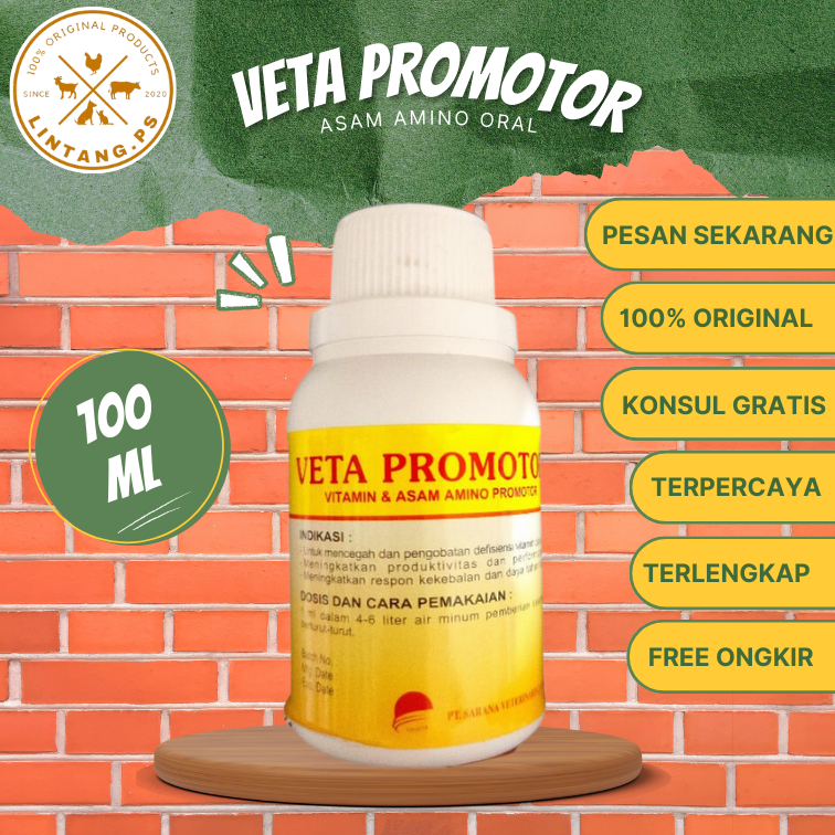 Veta Promotor 100 ml - Asam Amino Oral Lengkap - Asam Amino Larut Air untuk Ternak - Memacu Metaboli