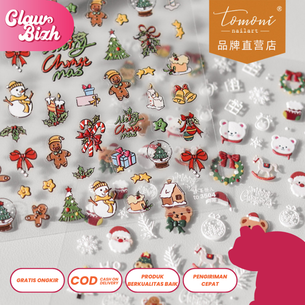 

TOMONI Sticker Edisi Natal / Stiker Kuku Edisi Natal / Nail Sticker Christmas / Hiasan Kuku Lucu