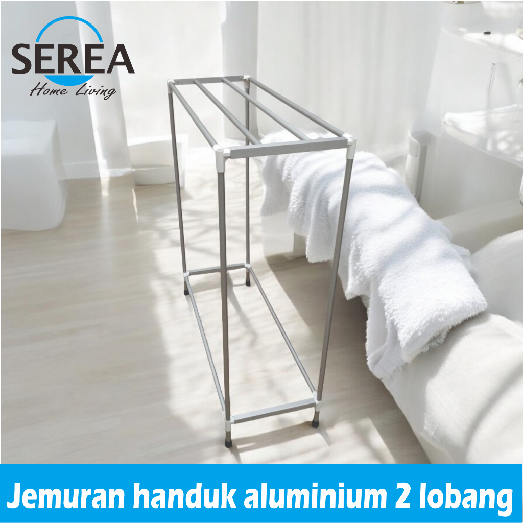 Jemuran Handuk Berdiri Aluminium Minimalis 4 Handuk/Rak 4 Handuk Minimalis Aluminium 4 Lobang Handuk