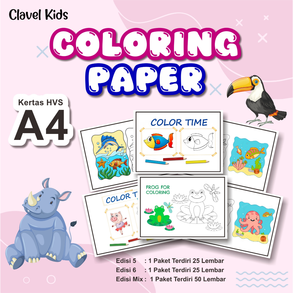 

Coloring Paper Anak - Anak Gambar Sketsa Dengan Panduan Warna Edisi 5 & 6 Bahan Kertas HVS 70 GSM