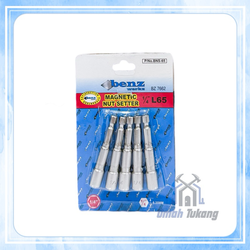 BENZ Mata Bor Roofing Magnet 1/4 x L65mm / Kunci Baut Roofing / Magnetic Nut Setter