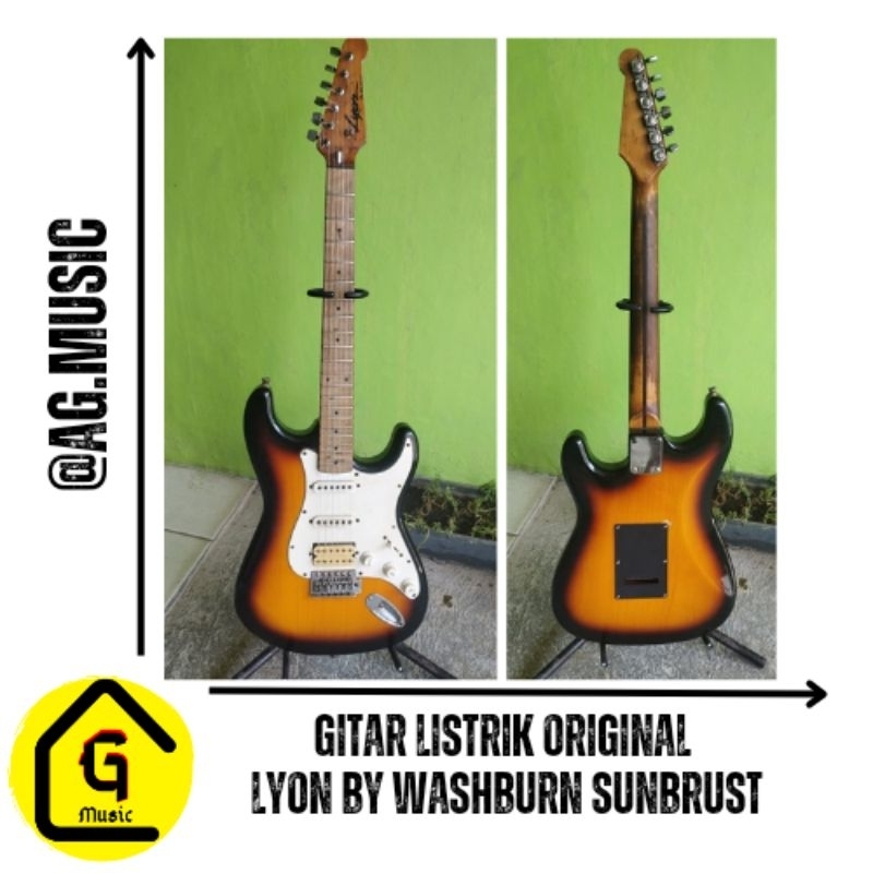 GITAR LISTRIK ORIGINAL LION BY WASHBURN STRATOCASTER SUNBRUST SECOND / BEKAS VINTAGE