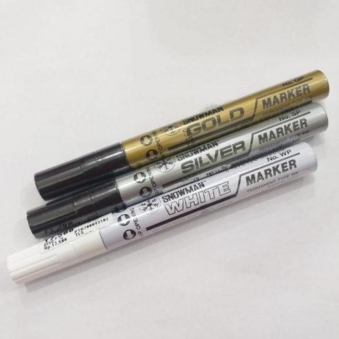 

Spidol ban spidol plek motor Snowman Paint Marker Gold, Silver & White Spidol Permanent Per Pcs
