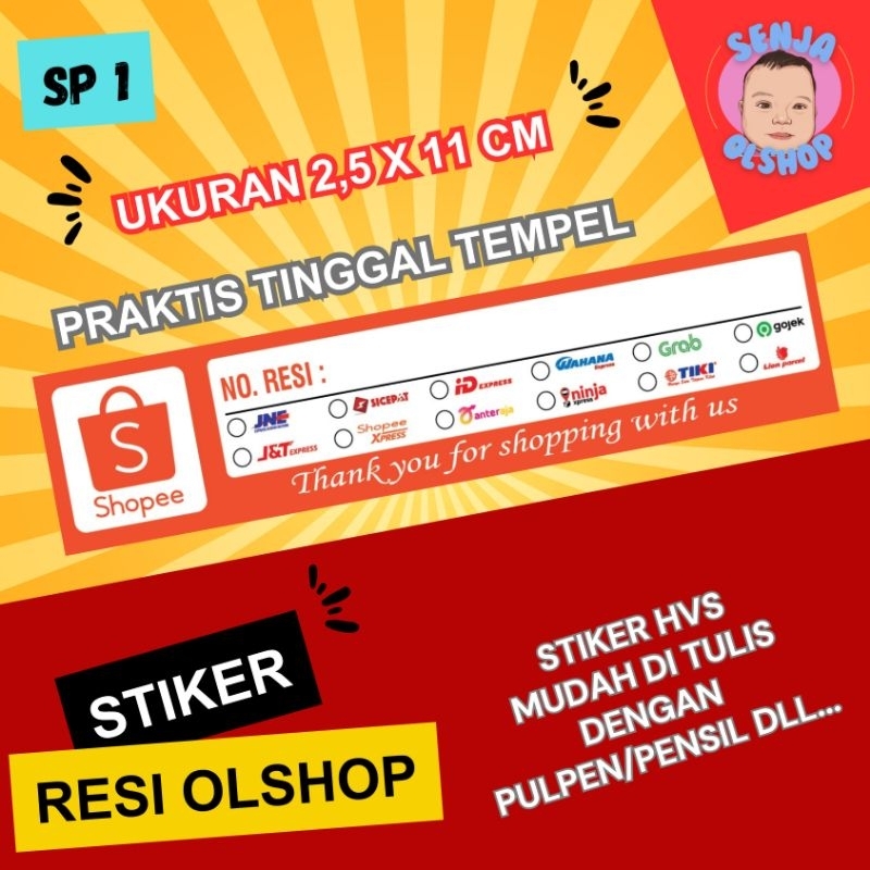 

STIKER RESI PENGIRIMAN OLSHOP / LABEL PAKET OLSHOP / RESI OLSHOP ( ISI 100 )