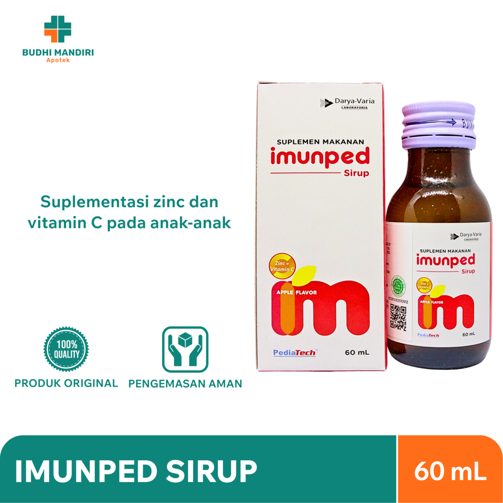 

Imunped Sirup 60ml - Suplemen Zinc dan Vitamin C untuk Anak