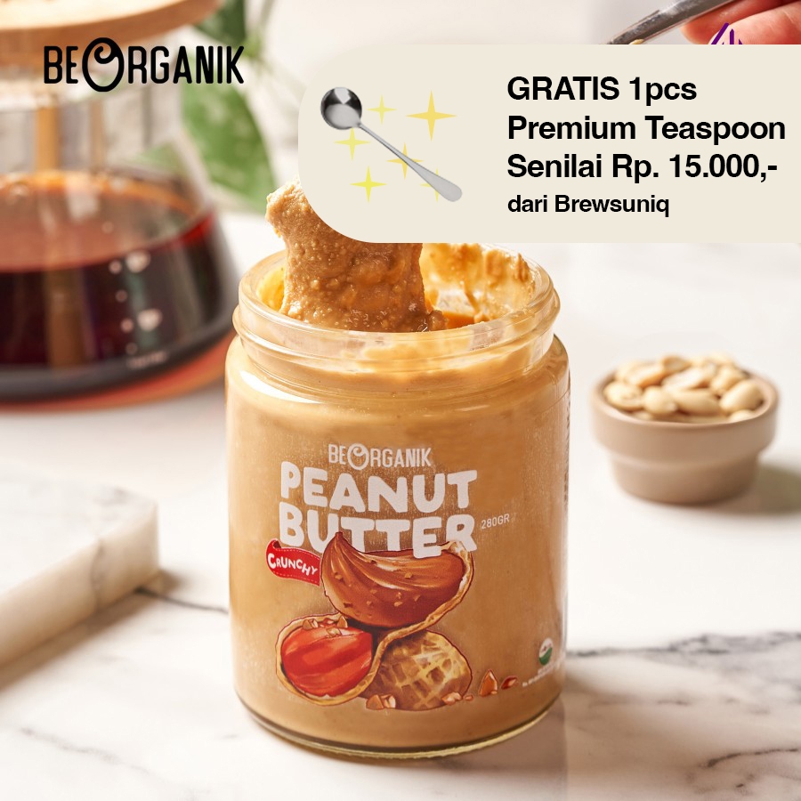 

Brewsuniq - Beorganik Peanut Butter 280gr (Unsweetened, Gluten Free, Vegan) / Selai Kacang / Selai Roti