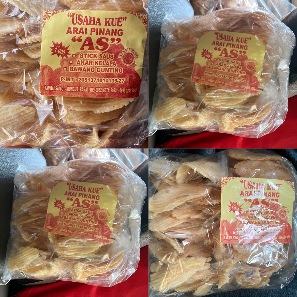 

Kue AS Cemilan Kemasan Untuk Warung 1 Bungkus Isi 12 pcs (Arai, Bawang Gunting, Akar Kelapa, Dll)