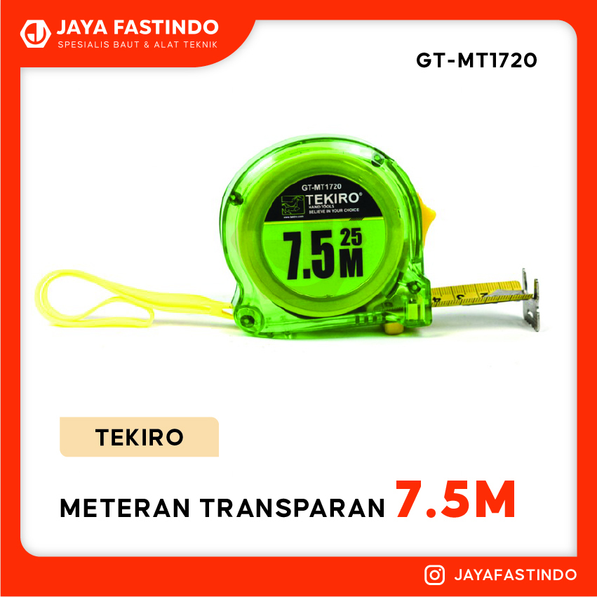 [GT-MT1720] METERAN TRANSPARAN TEKIRO 7.5 METER / MEASUREMENT TAPE TEKIRO 7.5 METER