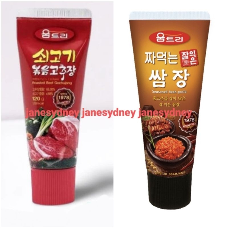 

Womtree Roasted Beef Gochujang Sauce 120g - Saus Bibimbap Made In Korea Ssamjang Seasoned Soy Bean Paste Tube