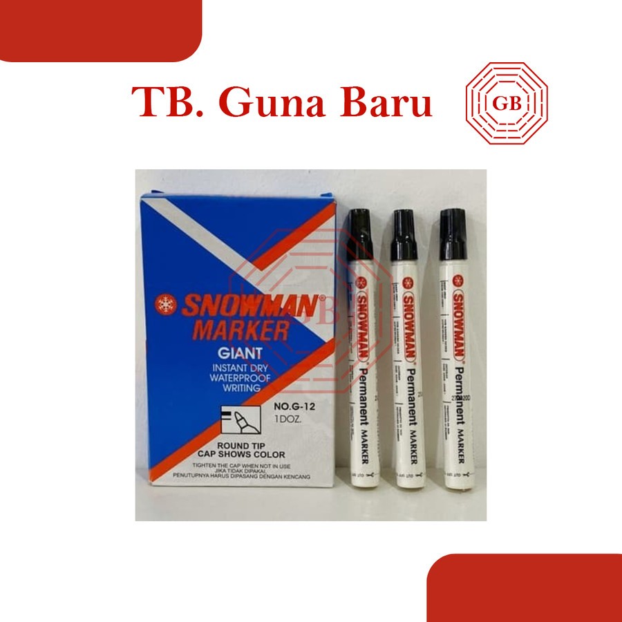 

Spidol Permanent Snowman G12 Spidol Permanen - 1 pcs