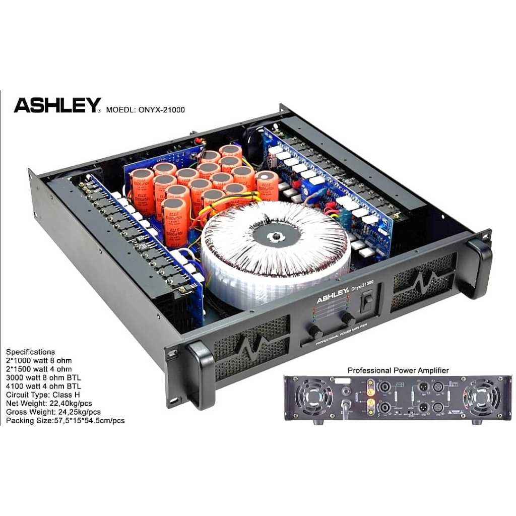 Power Amplifier Ashley Onyx21000 Ampli Onyx-21000 Onyx 21000 Class H Original