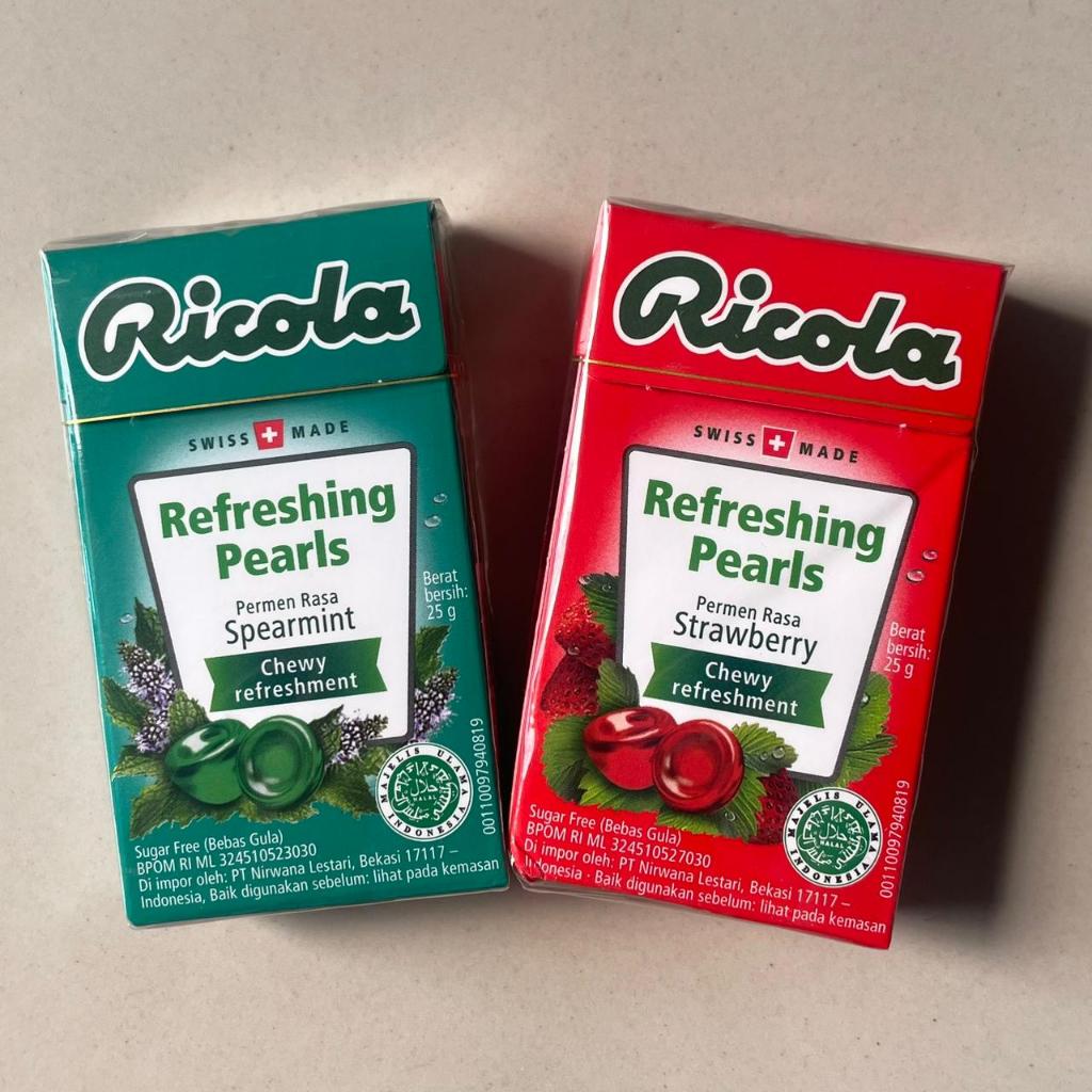 

RICOLA PEARLS PERMEN MINT 25 GRAM PERMEN SWISS RICOLA SPEARMINT STRAWBERRY