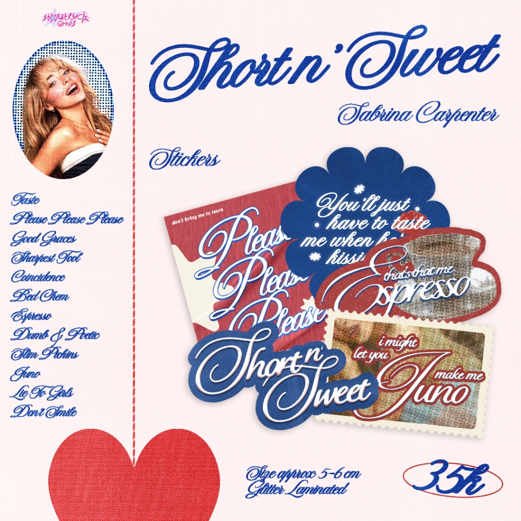 

[MIN Buy 3pcs ] Short n' Sweet - Sabrina Carpenter Stickers