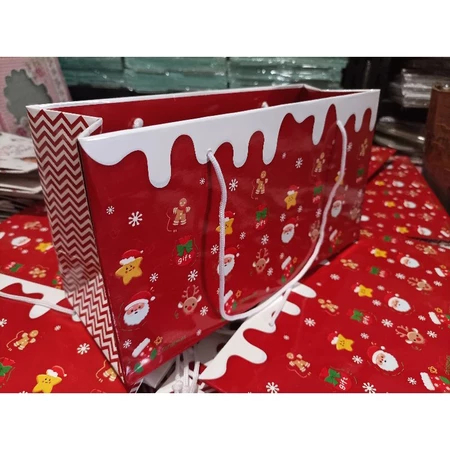 

10 Pcs Paper Bag Ivory Packaging Brownies Merah Motif Santa Claus Ukuran 28 x 10,5 x 12cm