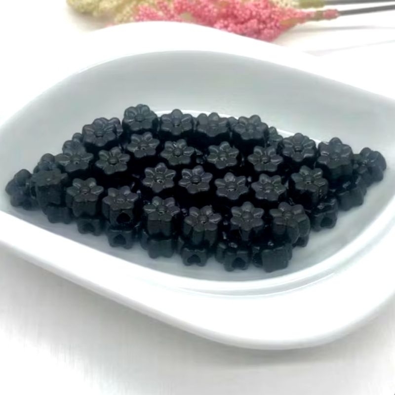 10GR MANIK / MOTE BUNGA SAKURA HITAM UK.10MMX6MM