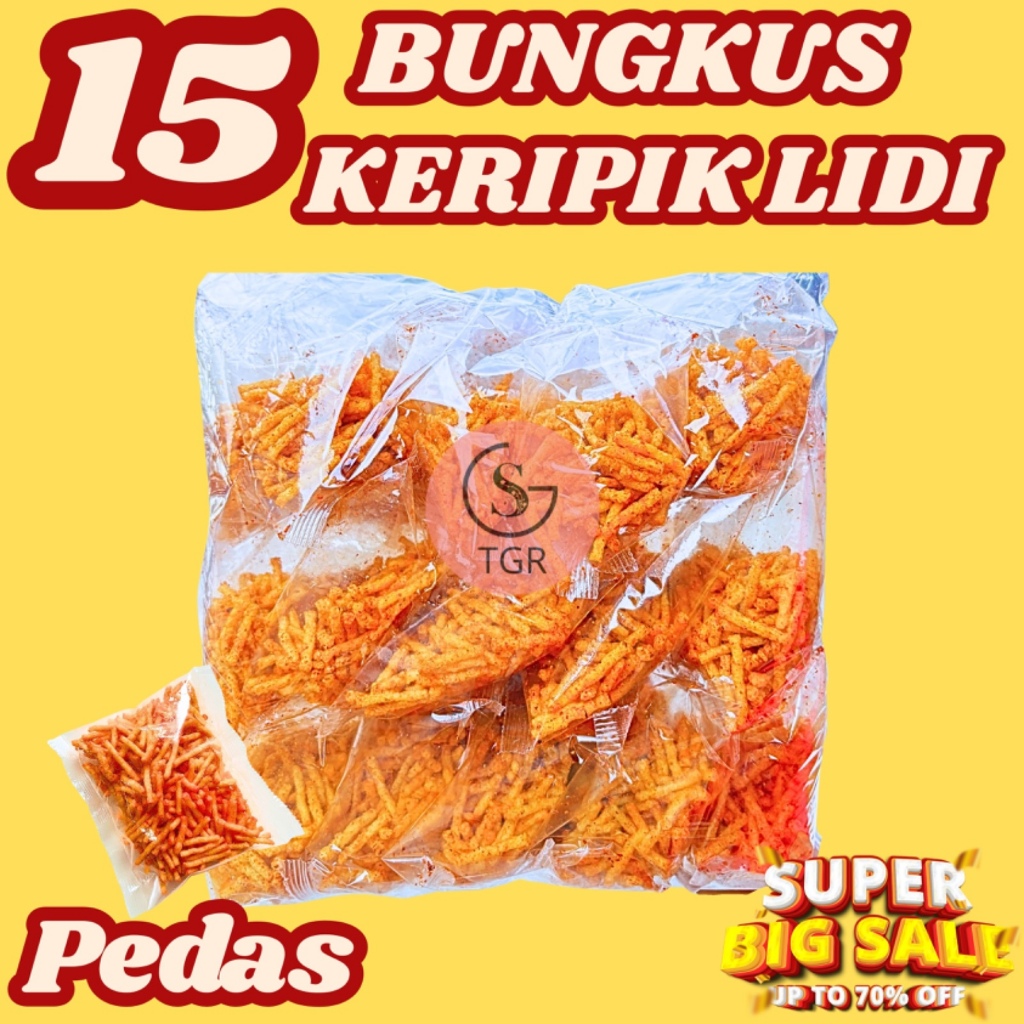 

1 Ball Isi 15 Bungkus Keripik Snack Lidi Pedas Renyah