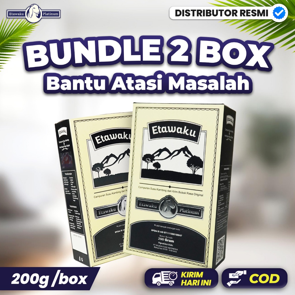 

Etawaku Platinum Paket 2 Box - Susu Kambing Etawa Bubuk Murni Rendah Gula Menjaga Kesehatan & Kepadatan Tulang Cegah Osteoporosis Gangguan Pernafasan Asma Batuk