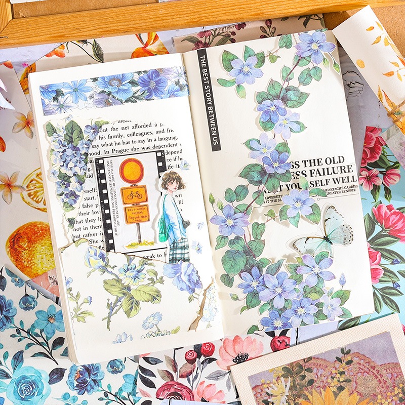 

14 100lembar Deco Paper Senyu Garden NotBahan NotKreatif Retro Bunga Stiker Anak Not100 Lembar RB9