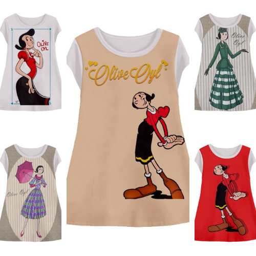 Baju Dress Olive Oyl Popeye Lucu Untuk Perempuan Tunik Printing Anak Wanita Model Olive Oyl Popeye U